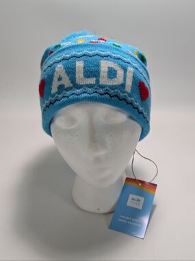Aldi Gear Christmas Themed Pom Beanie Hat NWT